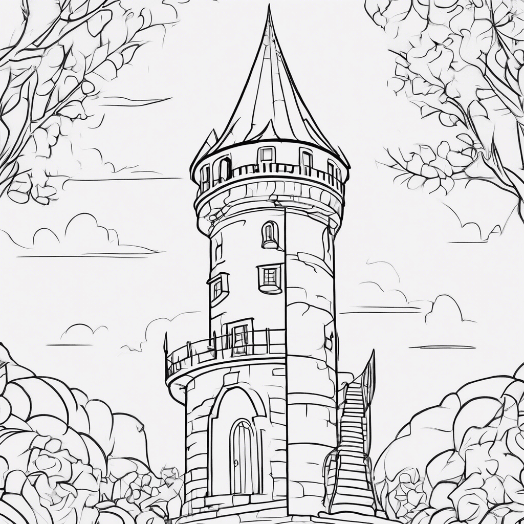 rapunzel tower coloring pages