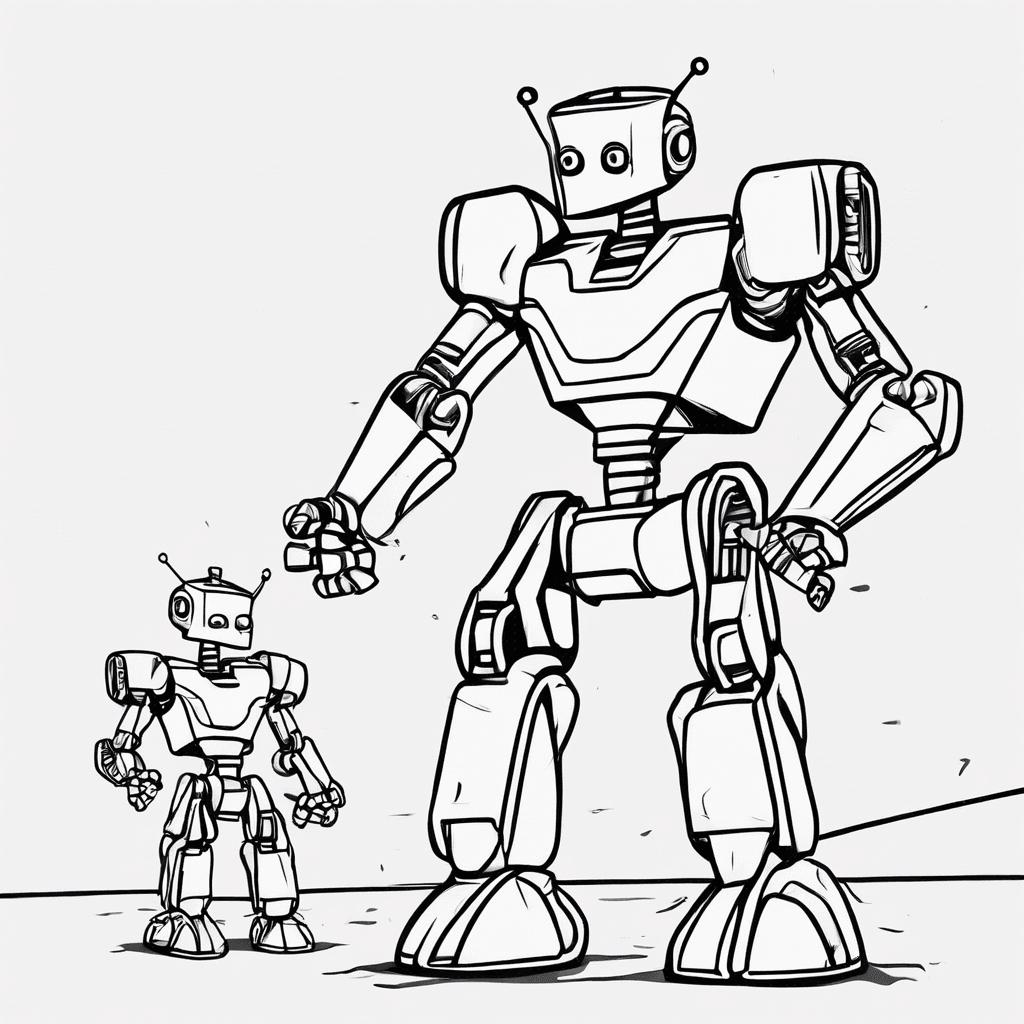 Additional robot battle coloring page 1