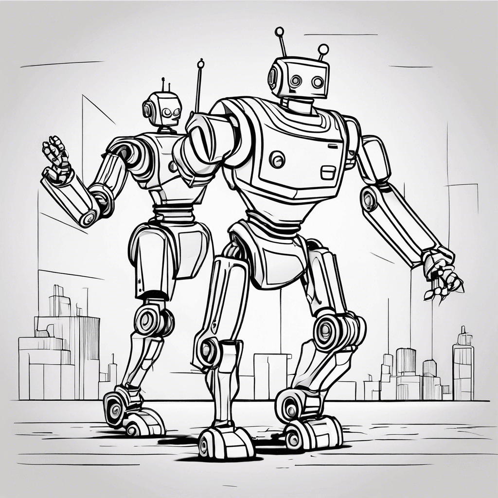 Additional robot battle coloring page 2