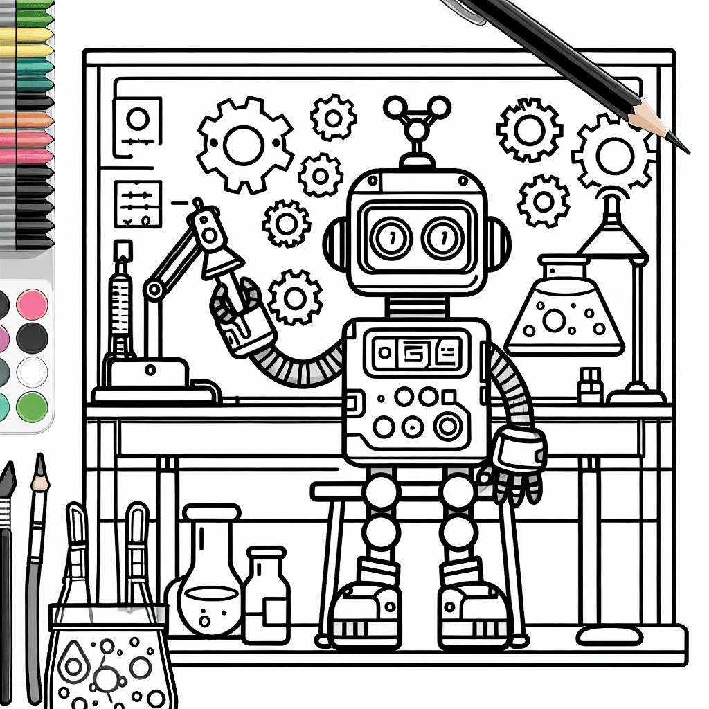 robot lab coloring pages