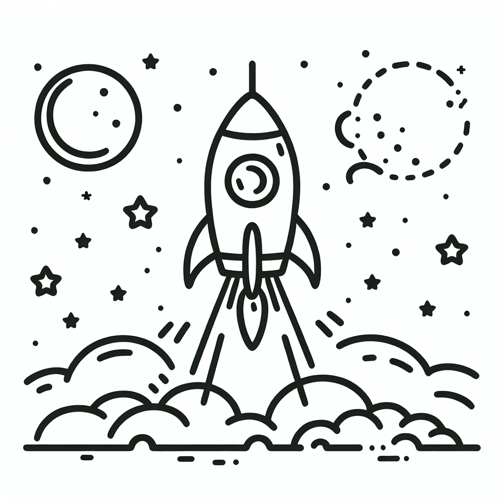 rocket launch coloring pages