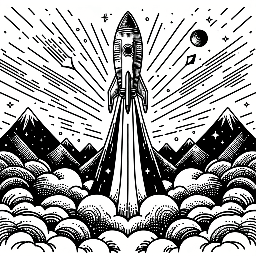 Additional rocket launch coloring page 2