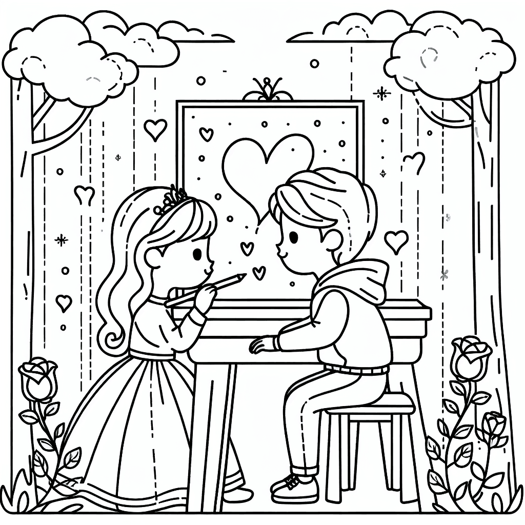 romantic scene coloring pages