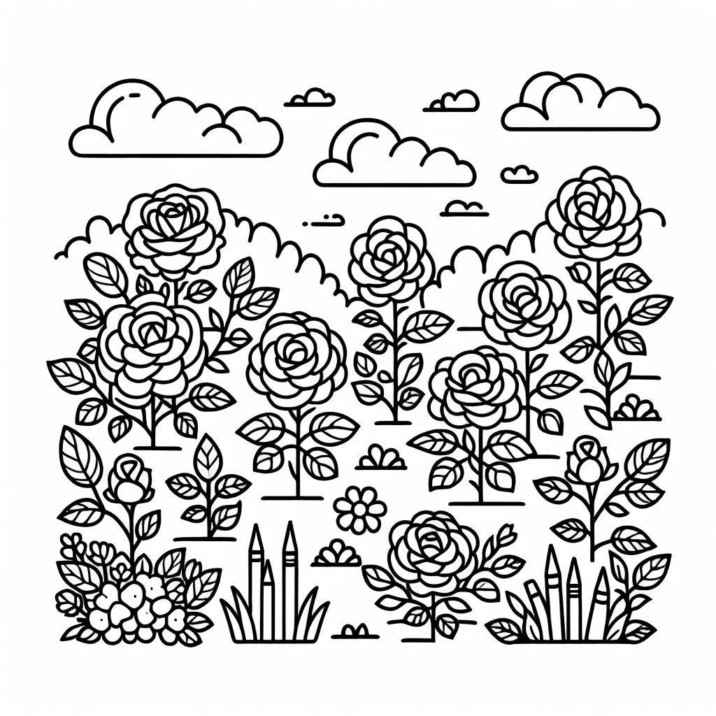 rose garden coloring pages