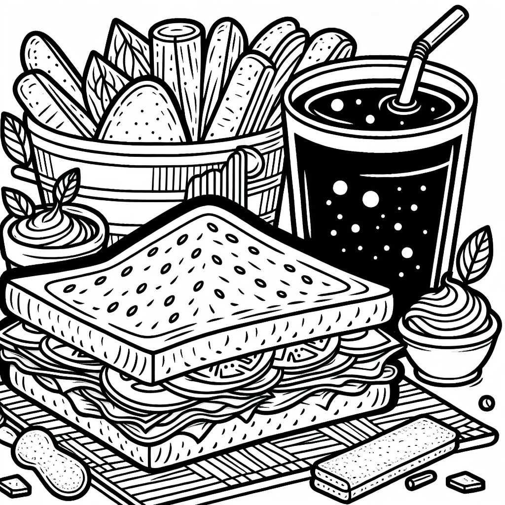 Additional sandwich lunch coloring page 1