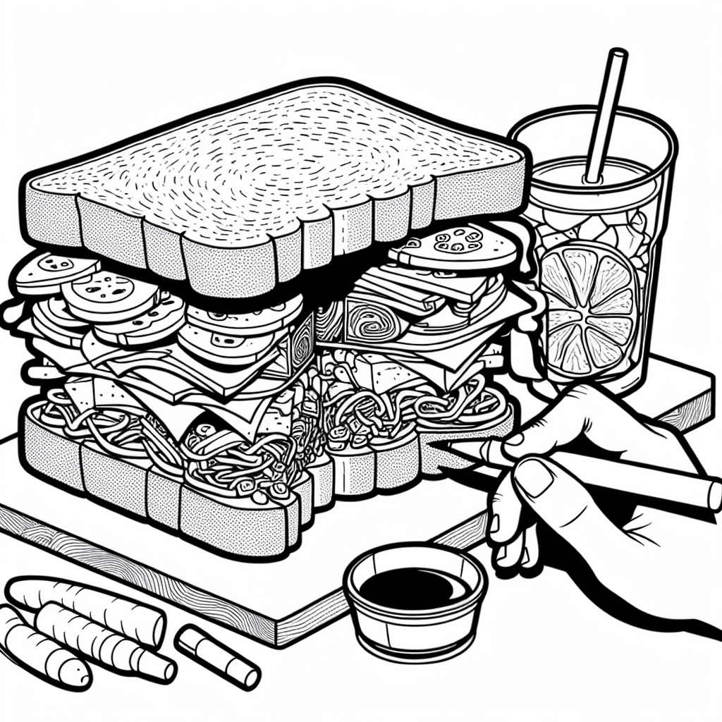 Additional sandwich lunch coloring page 2