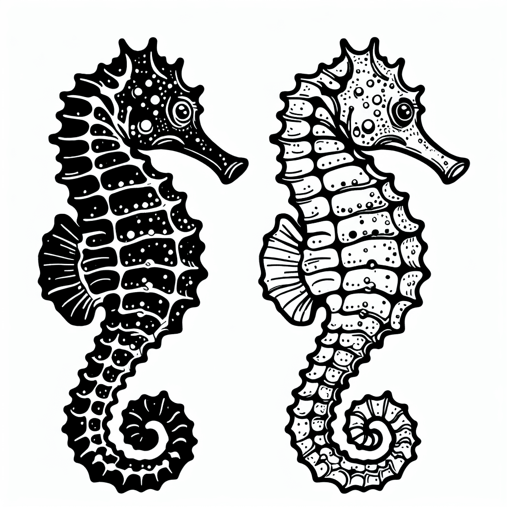 Additional seahorse coloring page 1