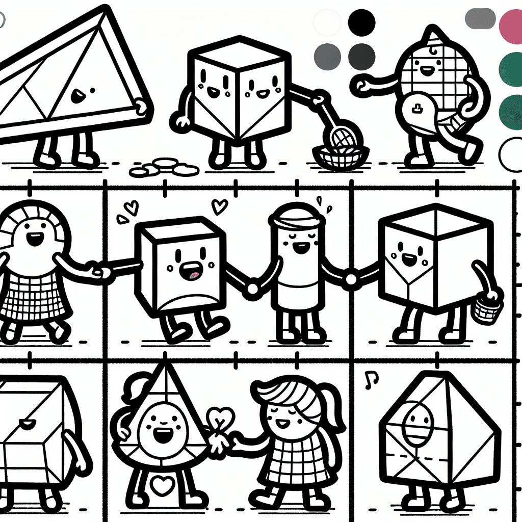 Additional shape friends coloring page 2