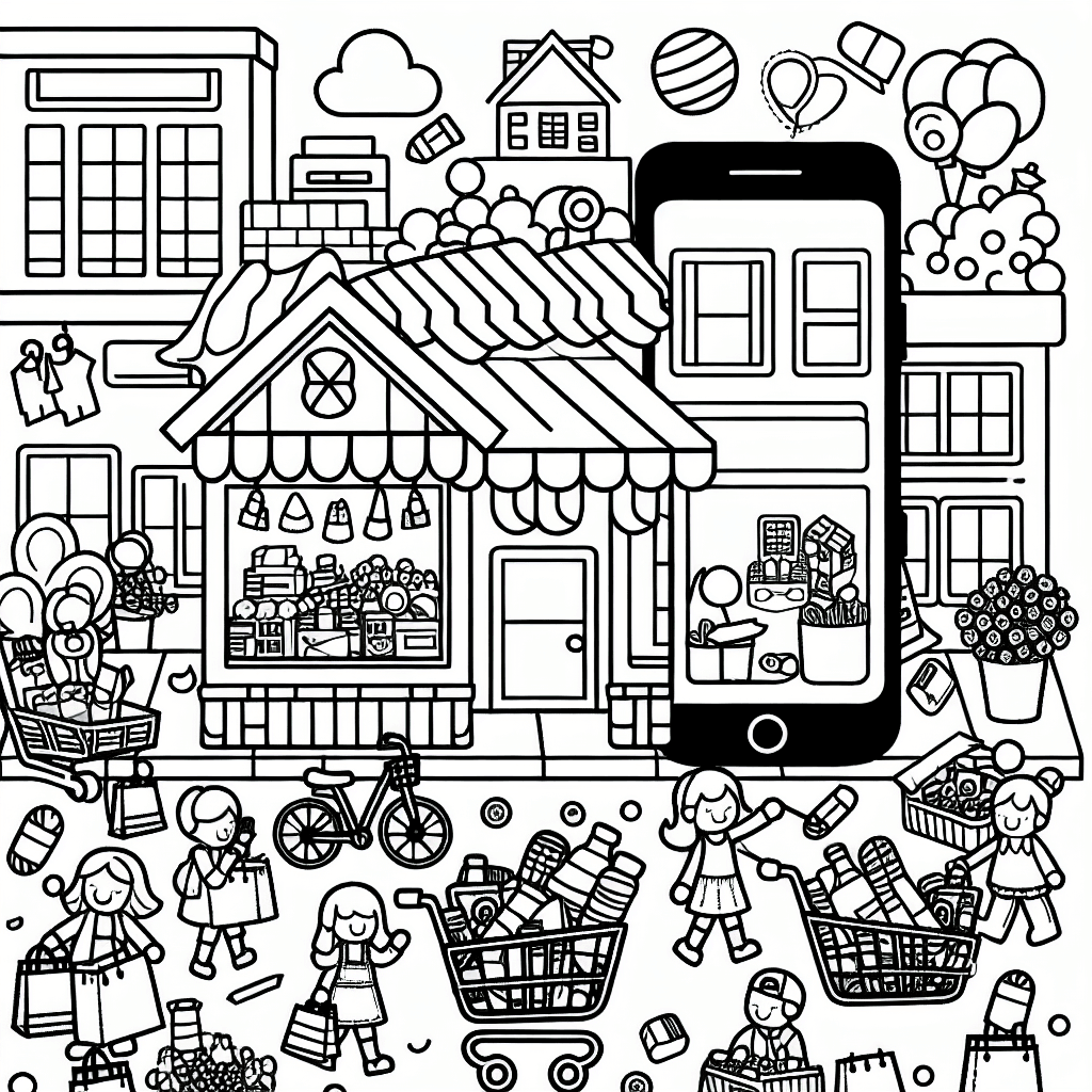 shopping fun coloring pages