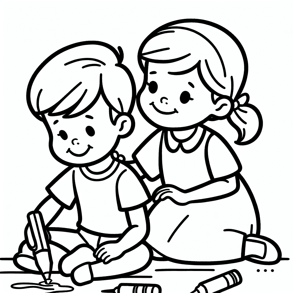 sister brother coloring pages