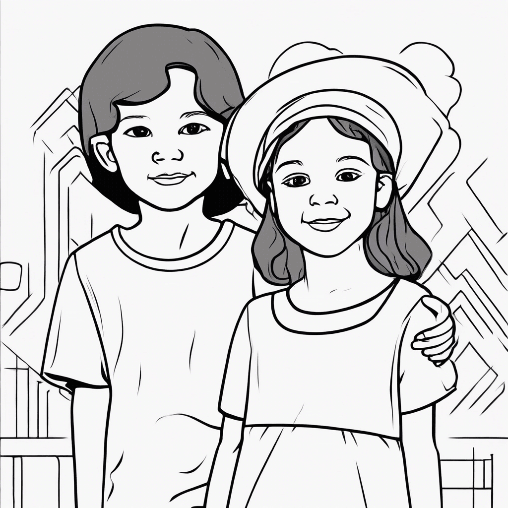 Additional sister brother coloring page 2