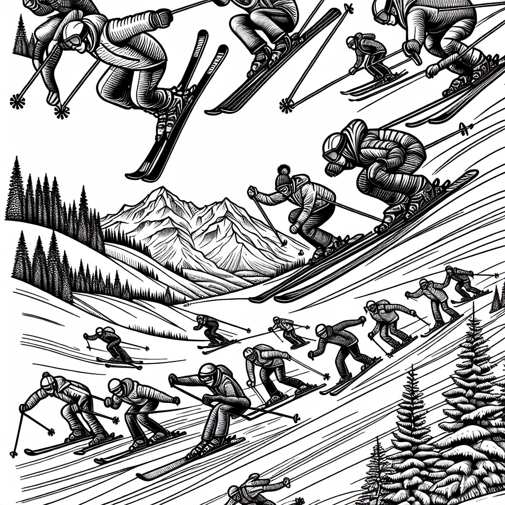 Additional skiing downhill coloring page 2