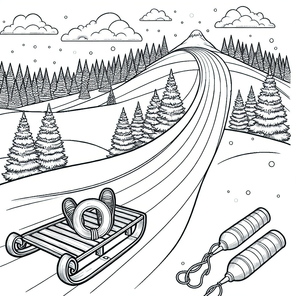 Additional sledding hill coloring page 1