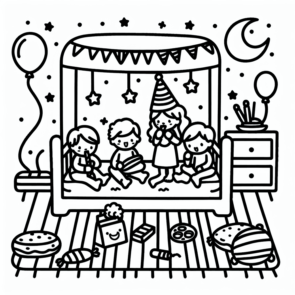 sleepover party coloring pages