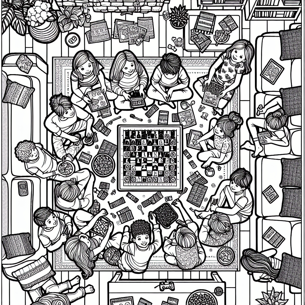 Additional sleepover party coloring page 2