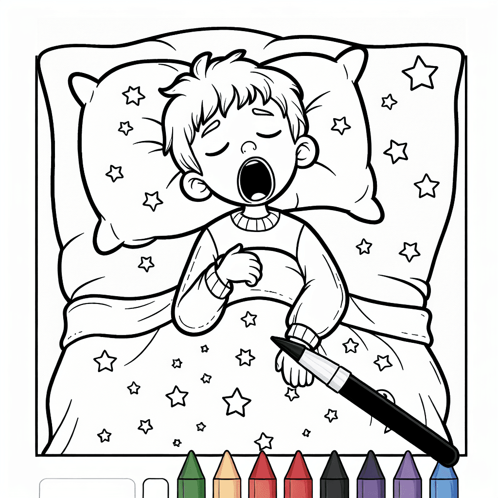 sleepy yawn coloring pages