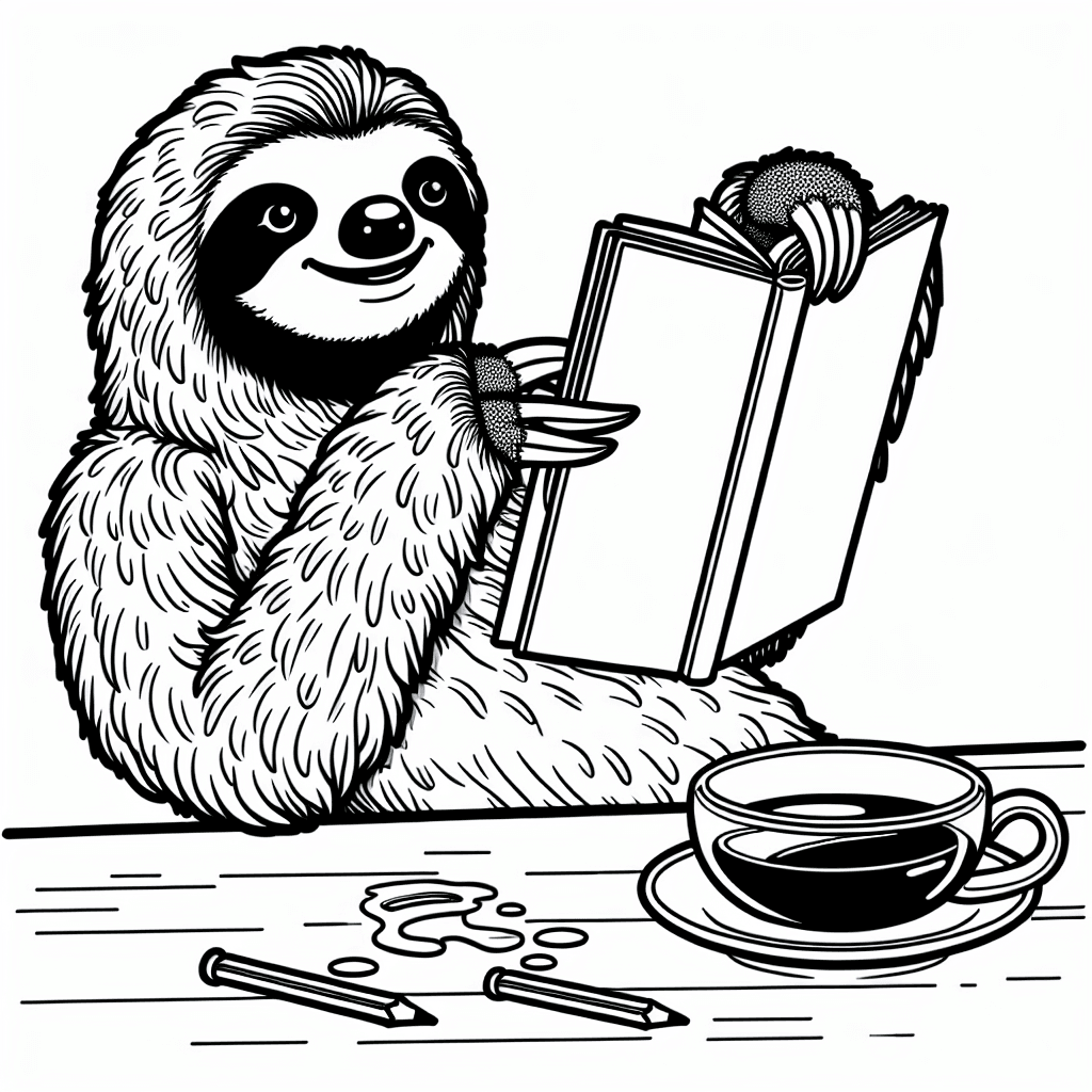 Additional sloth coloring page 2