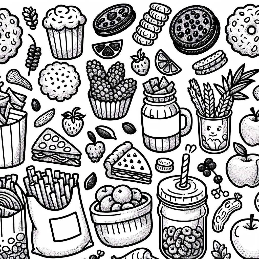 snacks coloring pages