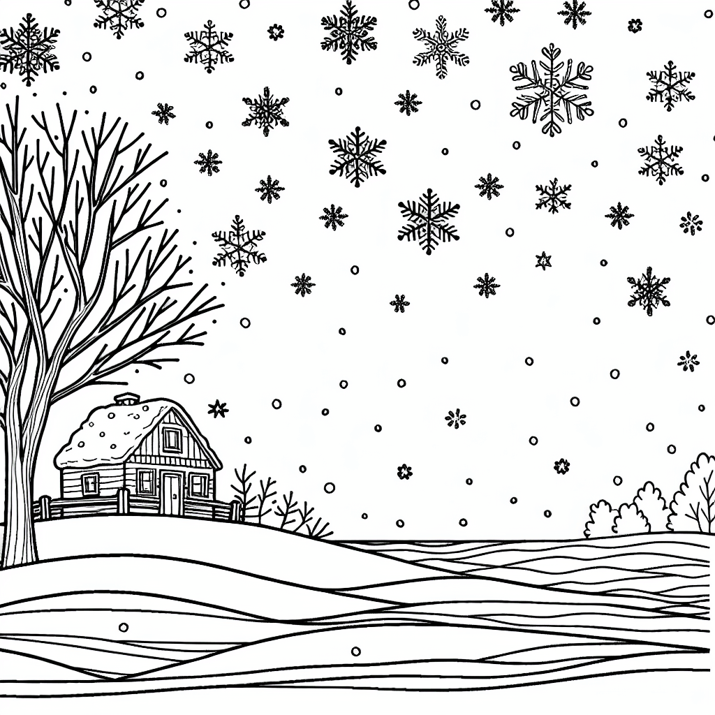 snow falling coloring pages