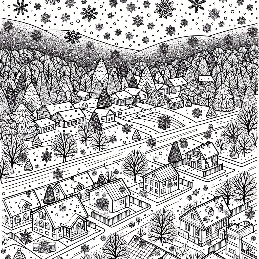 Additional snow falling coloring page 2