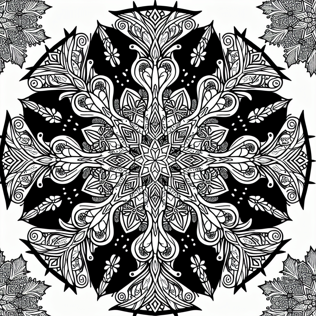 Additional snowflake pattern coloring page 2