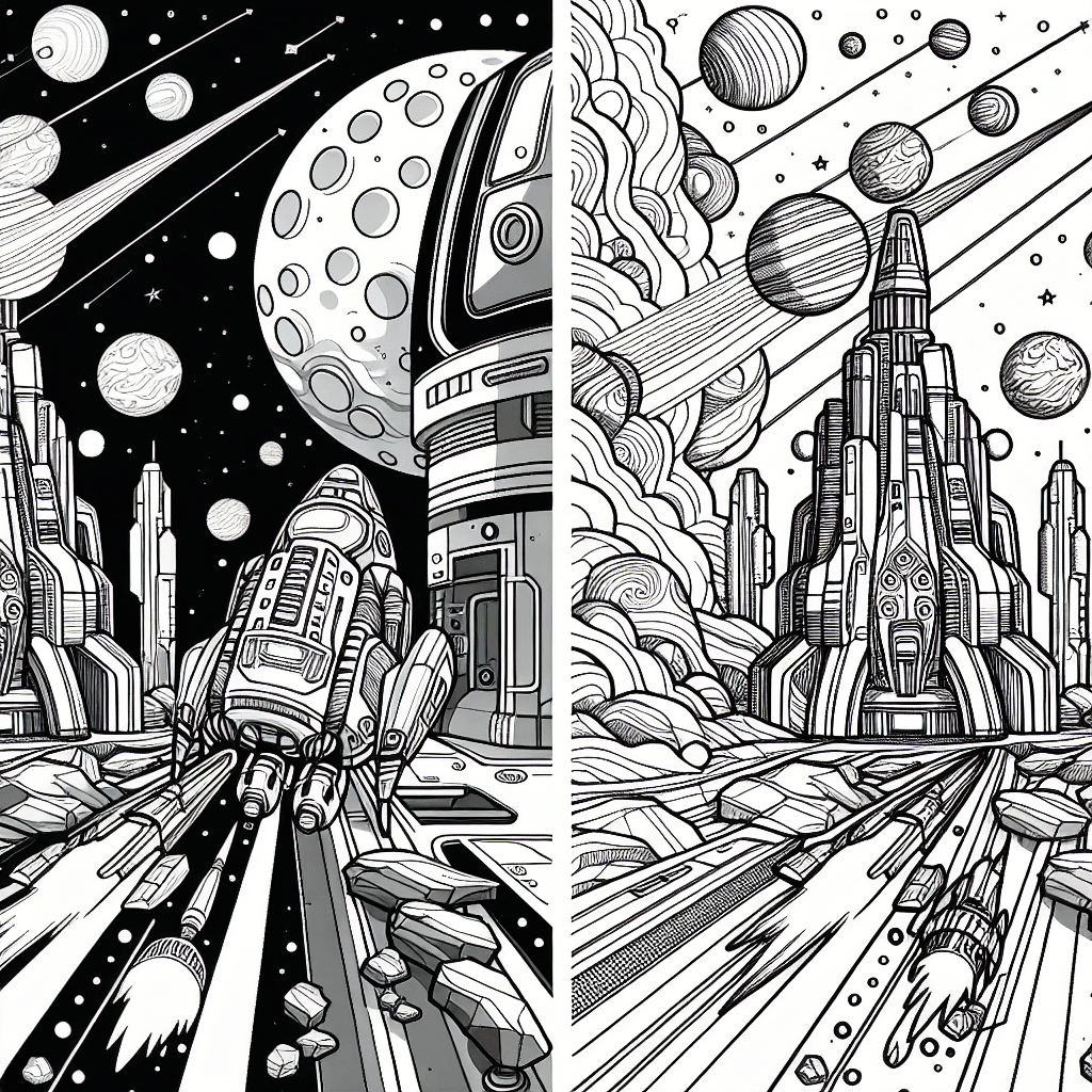 Additional space adventure coloring page 1