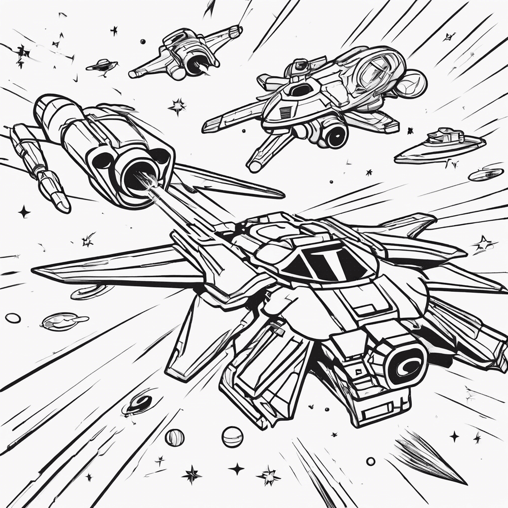 Additional space battle coloring page 2