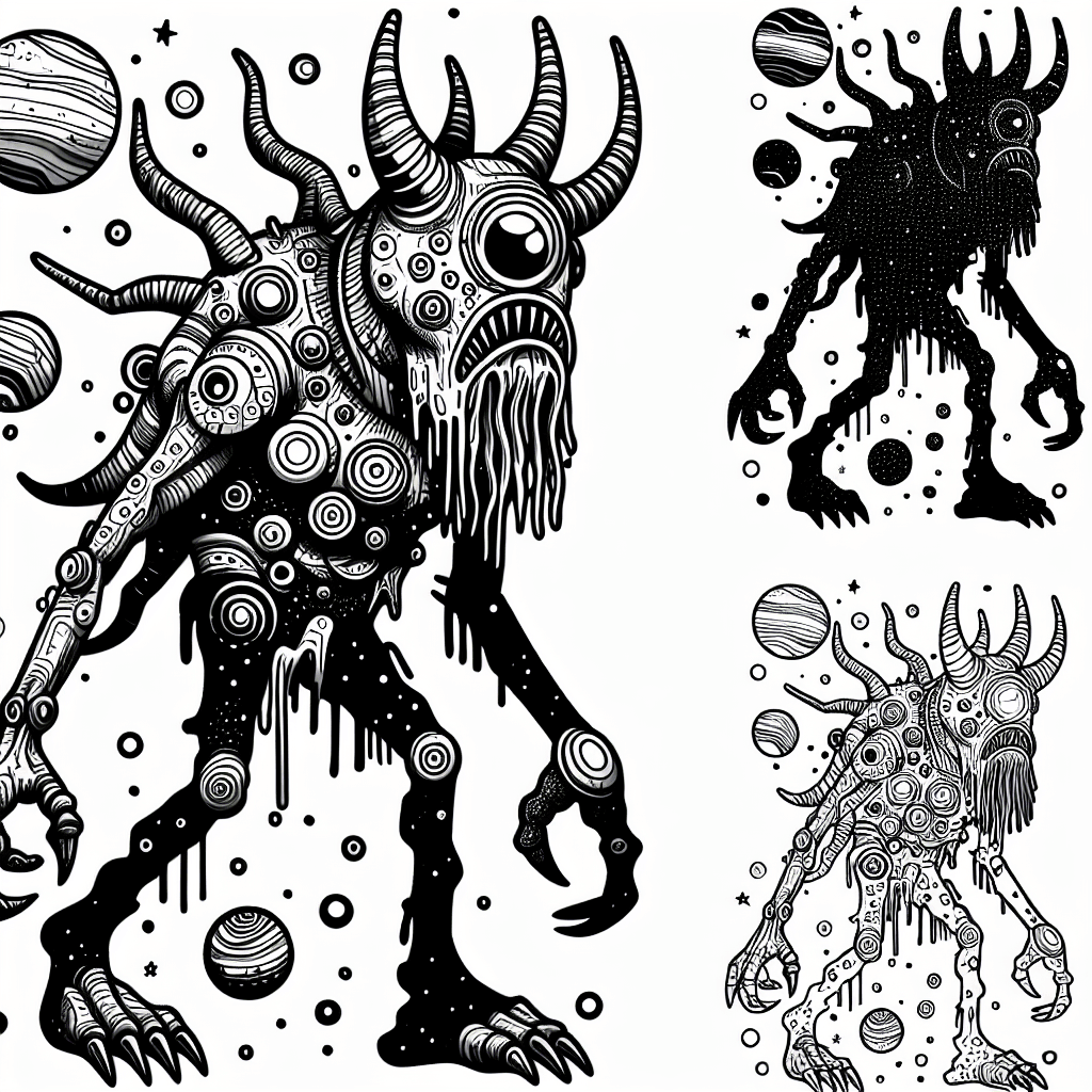 Additional space monster coloring page 1