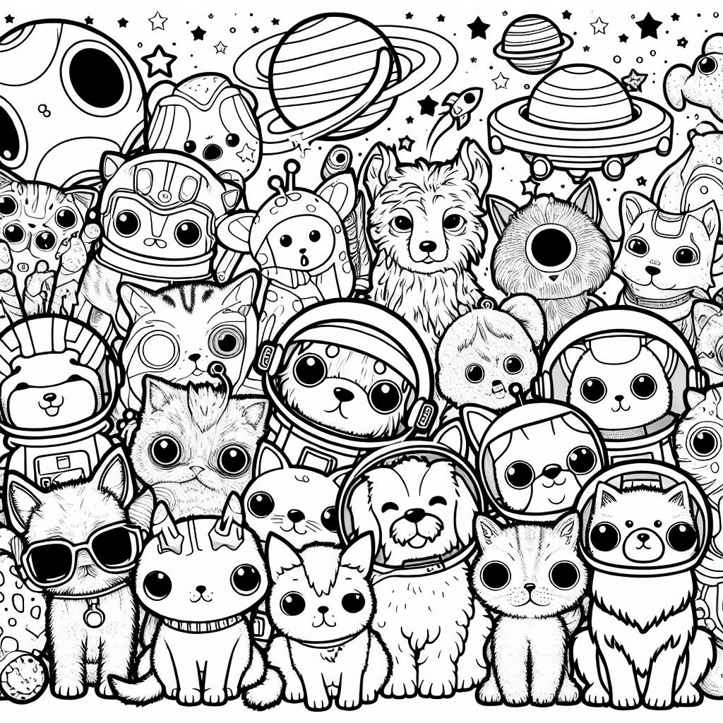 Additional space pets coloring page 1