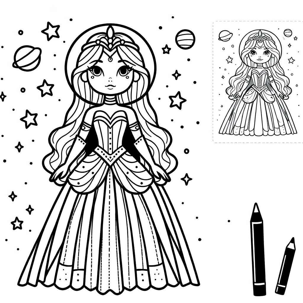 space princess coloring pages