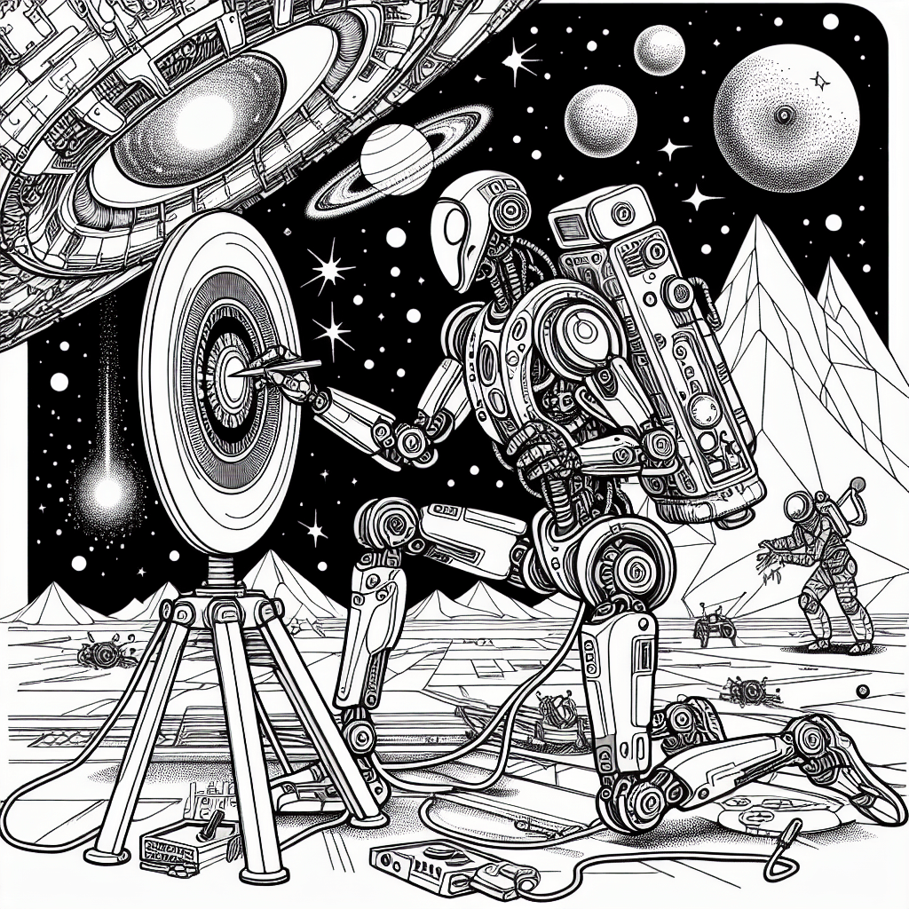 Additional space robot coloring page 2