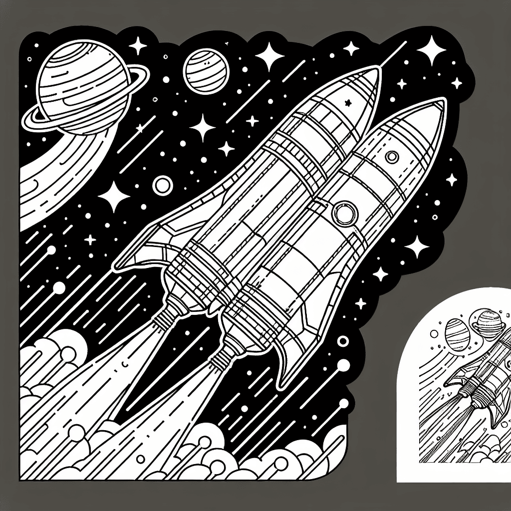 Additional space rocket coloring page 1