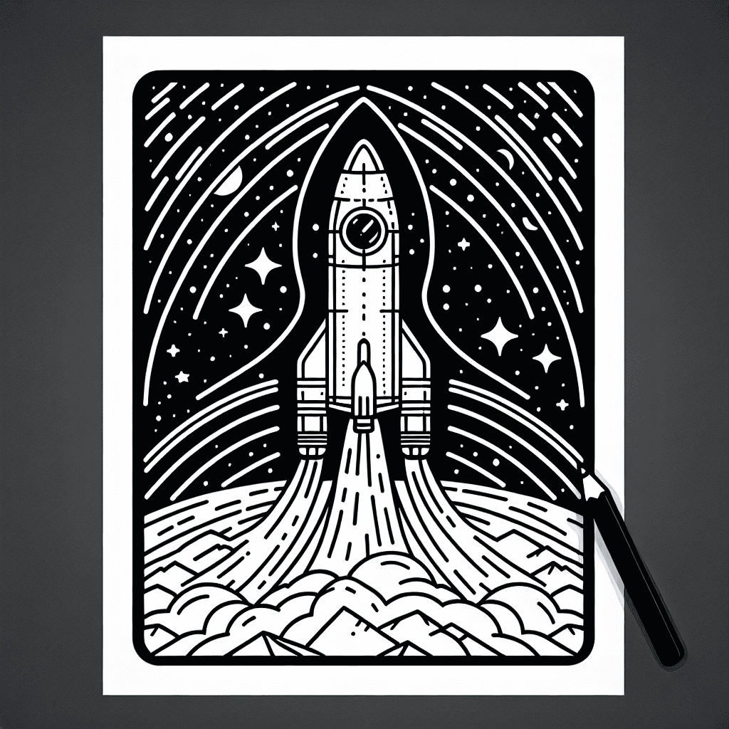 Additional space rocket coloring page 2