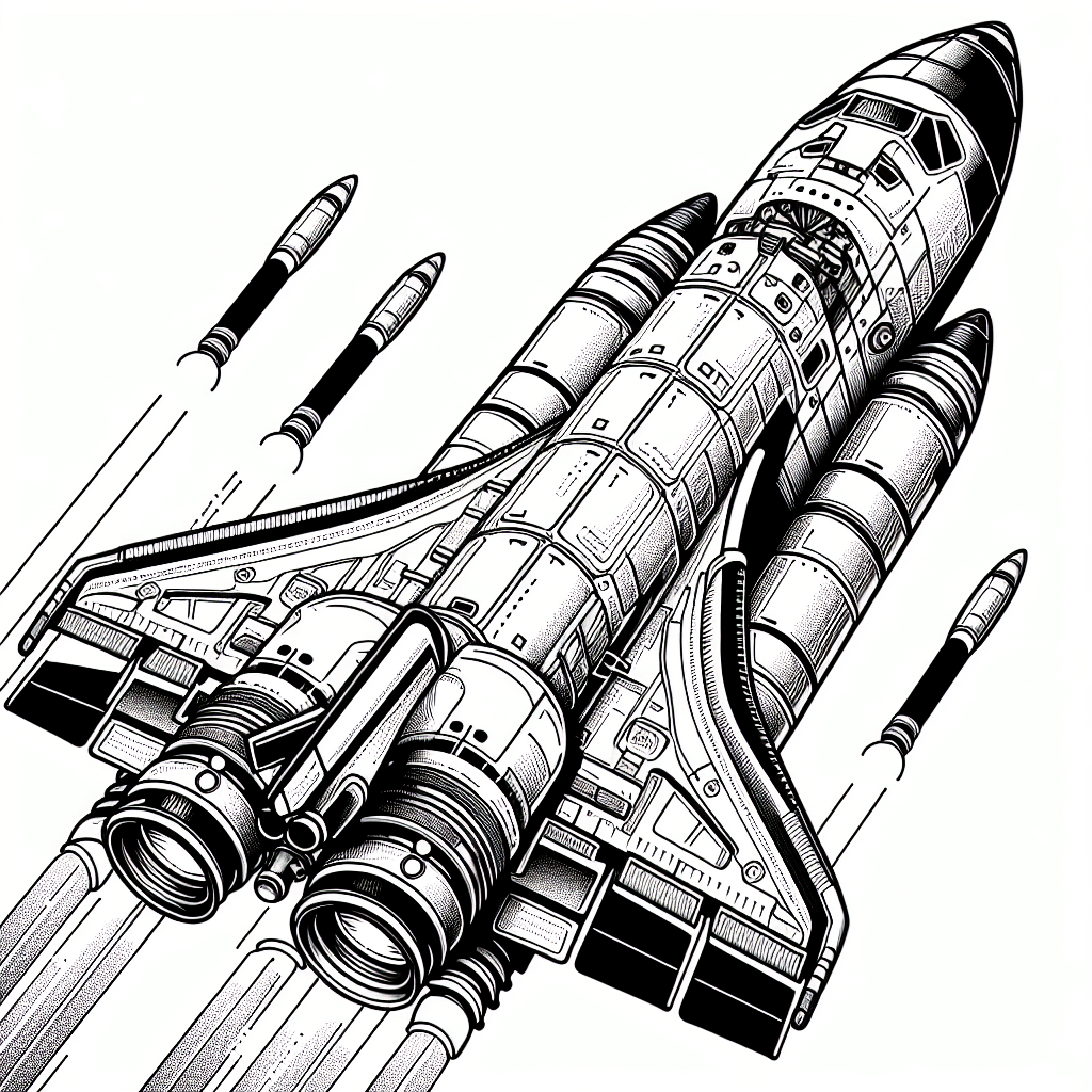 Additional space shuttle coloring page 2