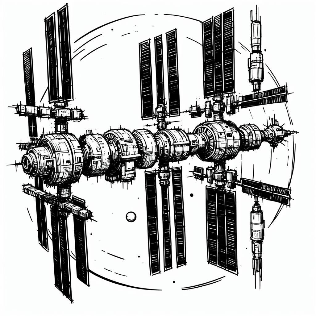 Additional space station coloring page 1