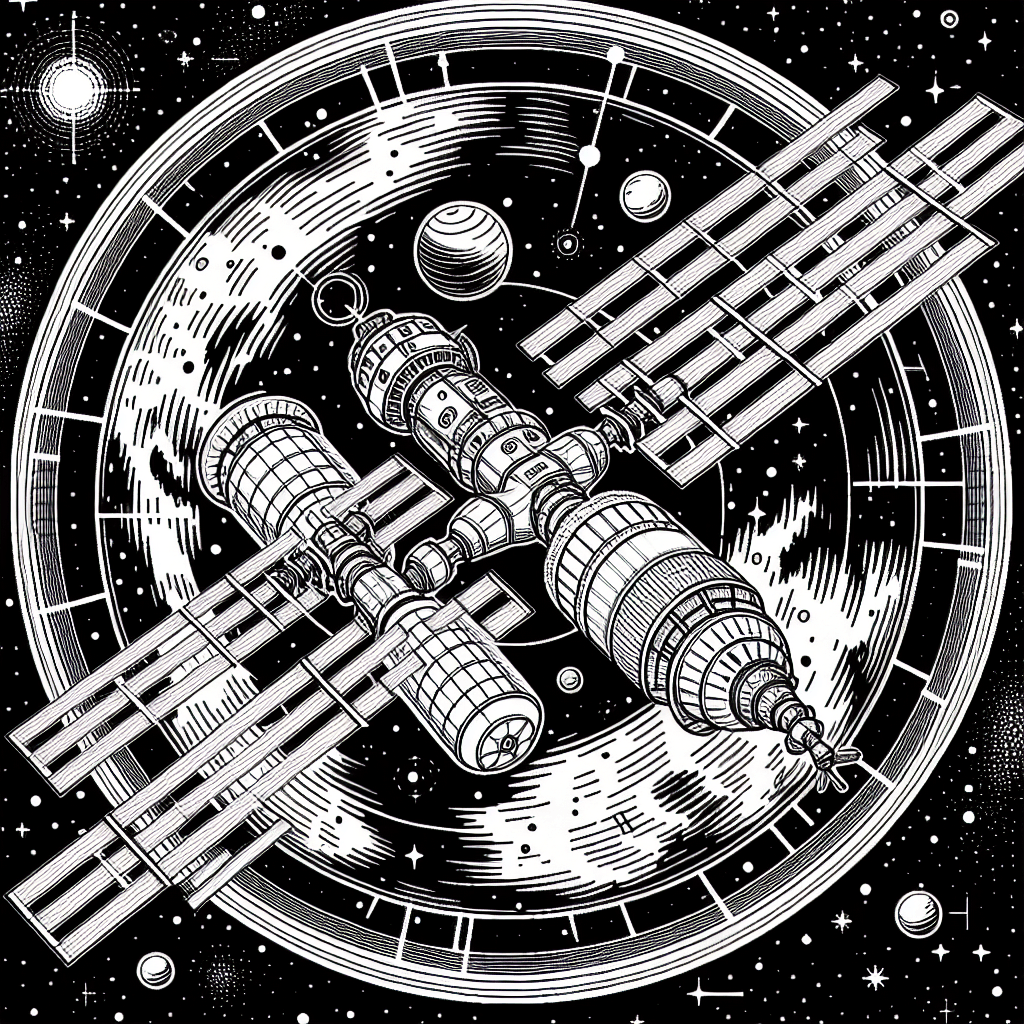 Additional space station coloring page 2