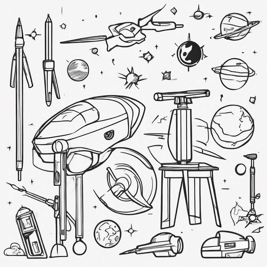 Additional space tools coloring page 2