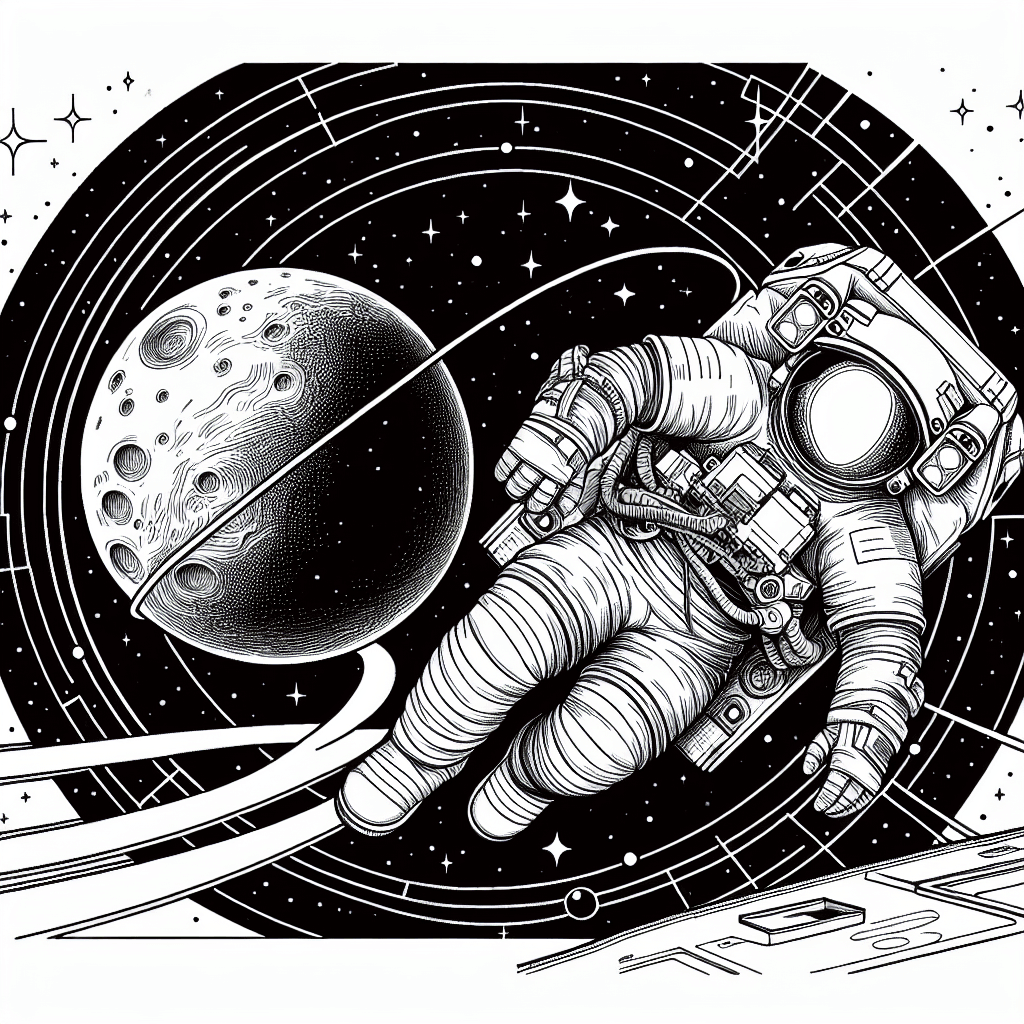 Additional space walk coloring page 1