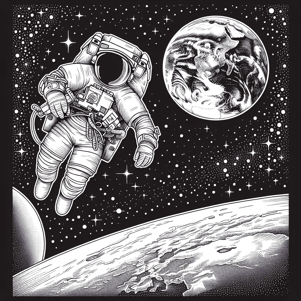 Additional space walk coloring page 2