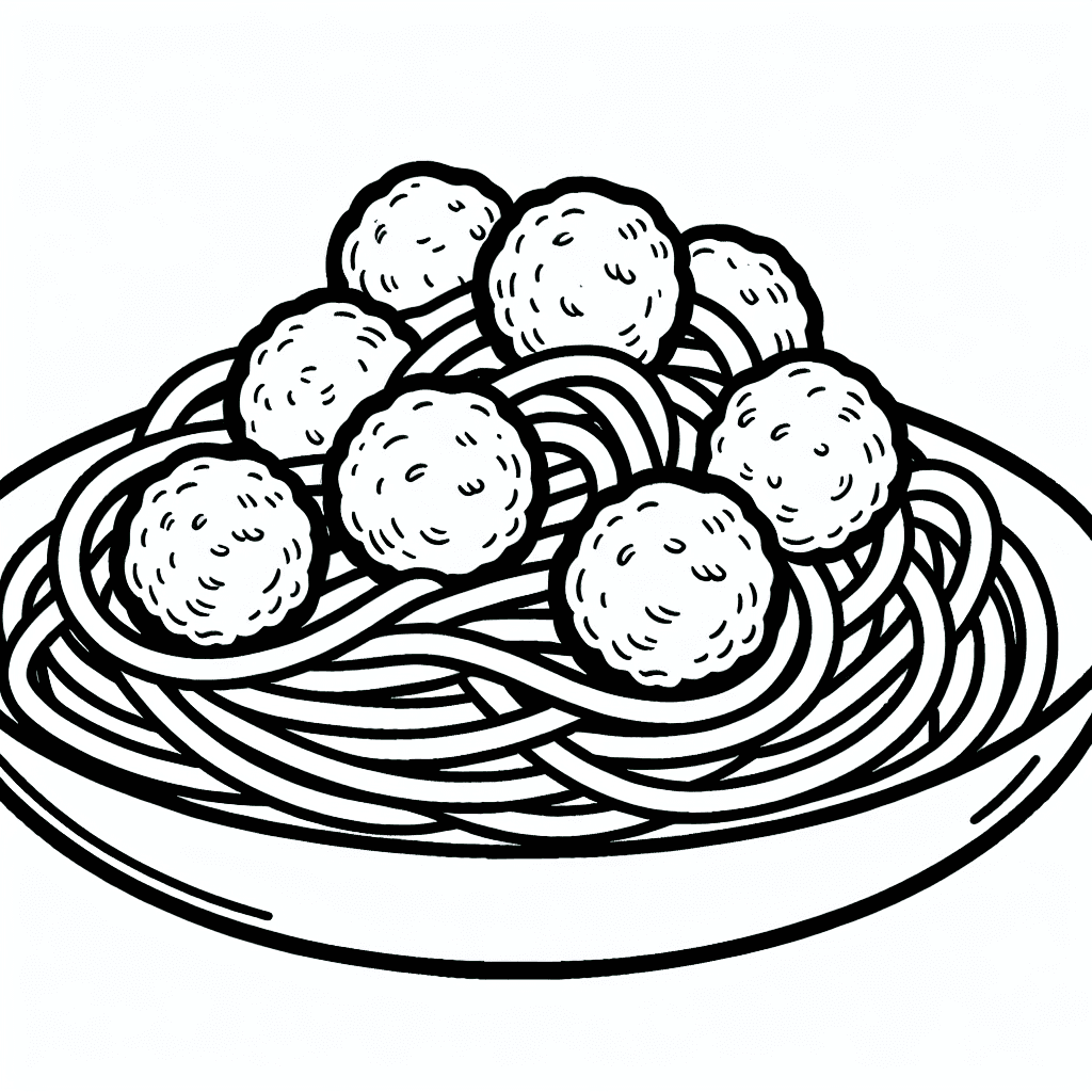 spaghetti meatballs coloring pages