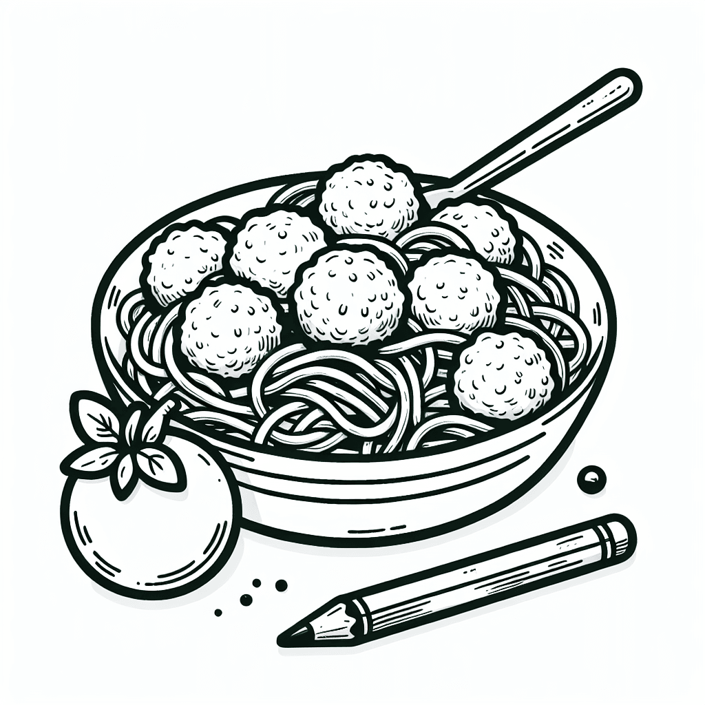 Additional spaghetti meatballs coloring page 1