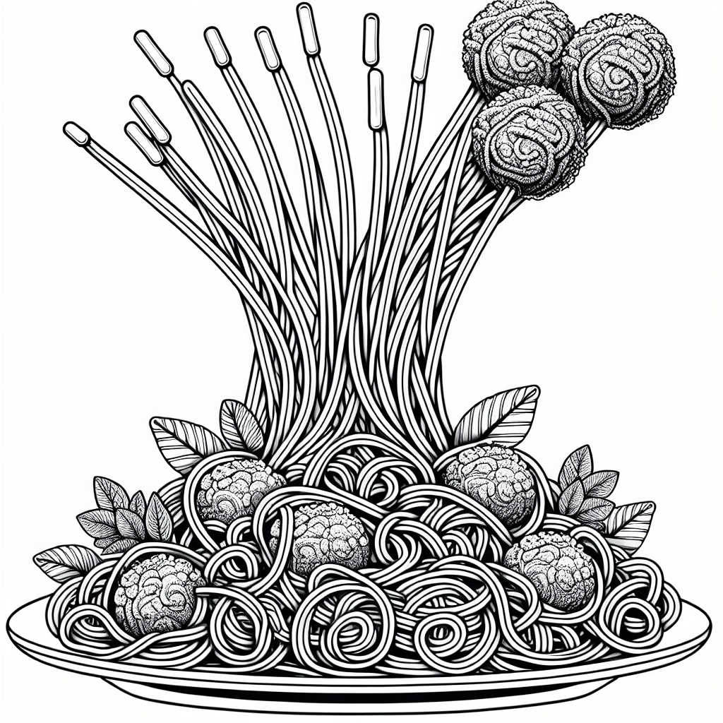 Additional spaghetti meatballs coloring page 2