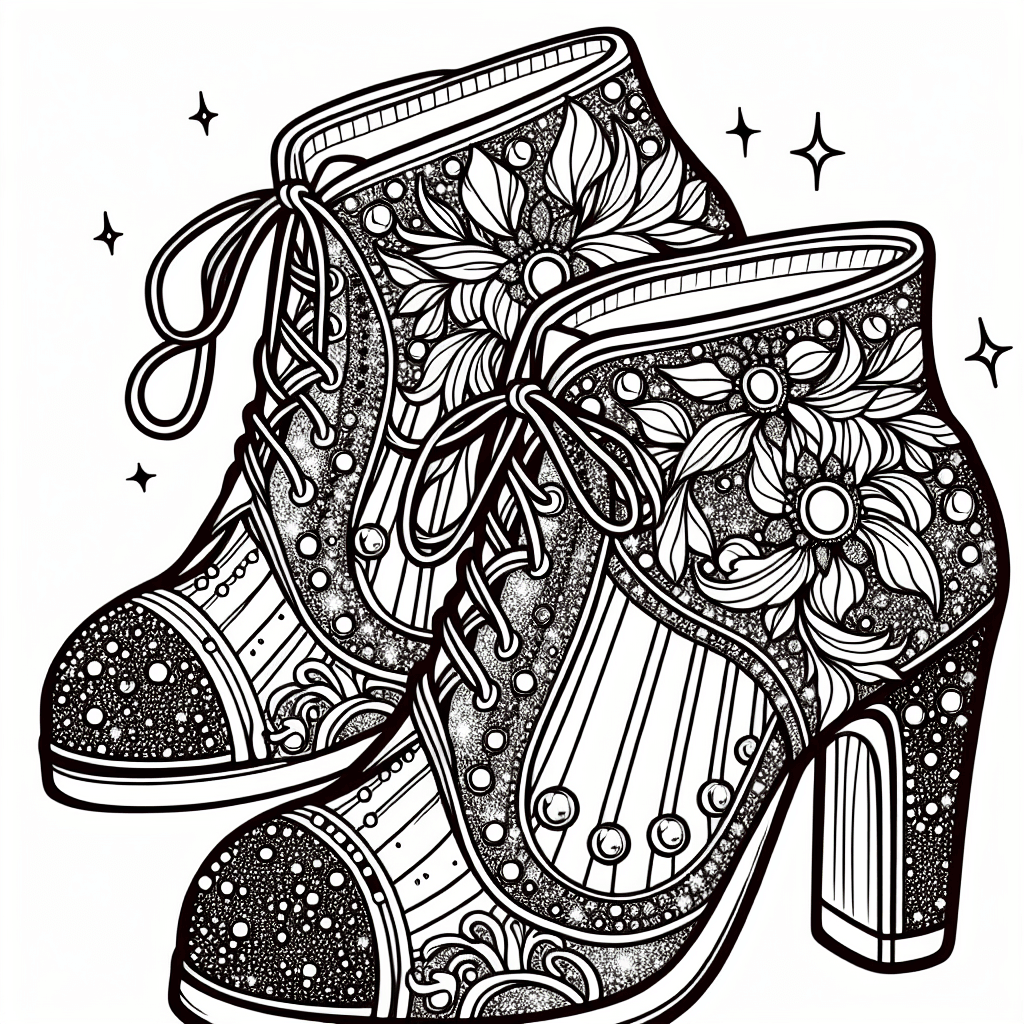 Additional sparkle shoes coloring page 1