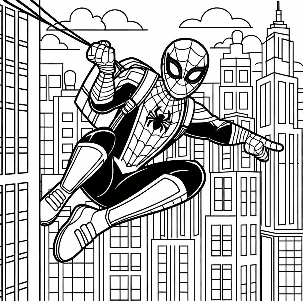 spiderman swinging coloring pages