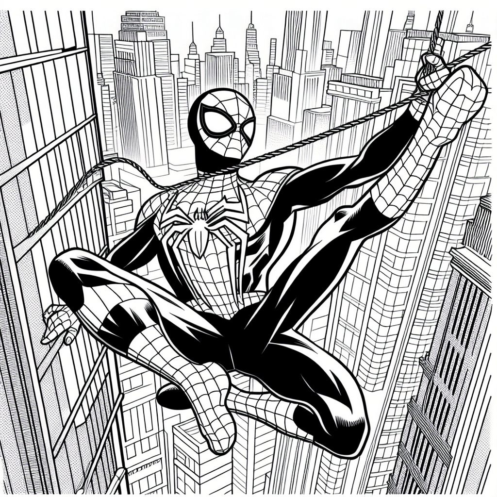 Additional spiderman swinging coloring page 2