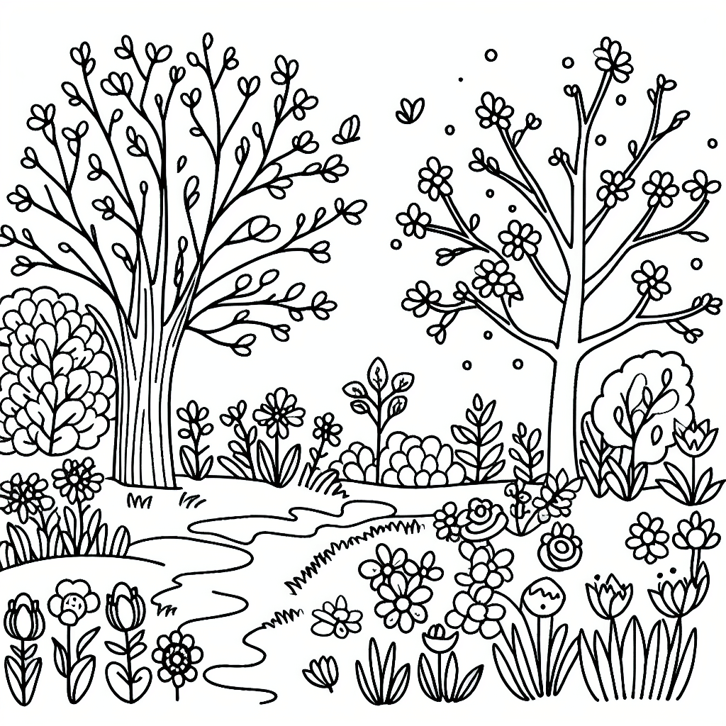 spring garden coloring pages