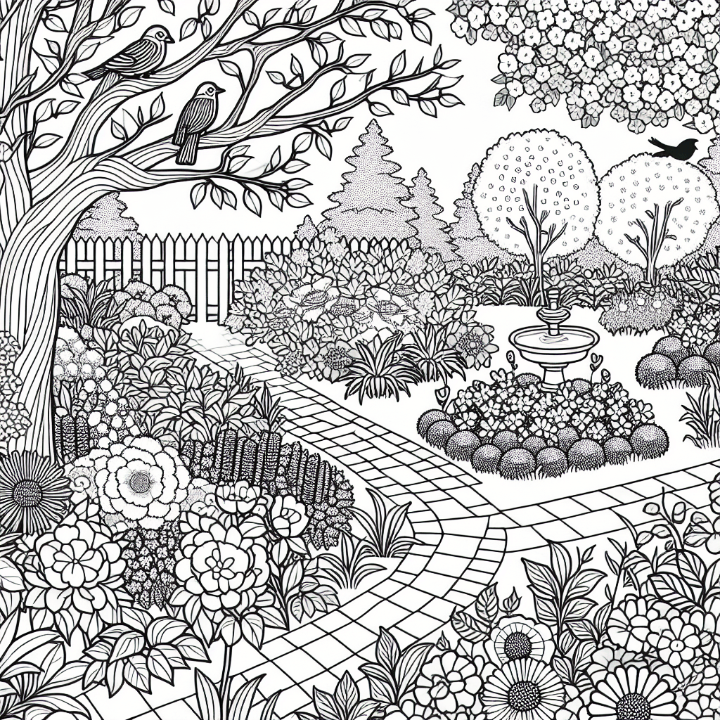 Additional spring garden coloring page 1