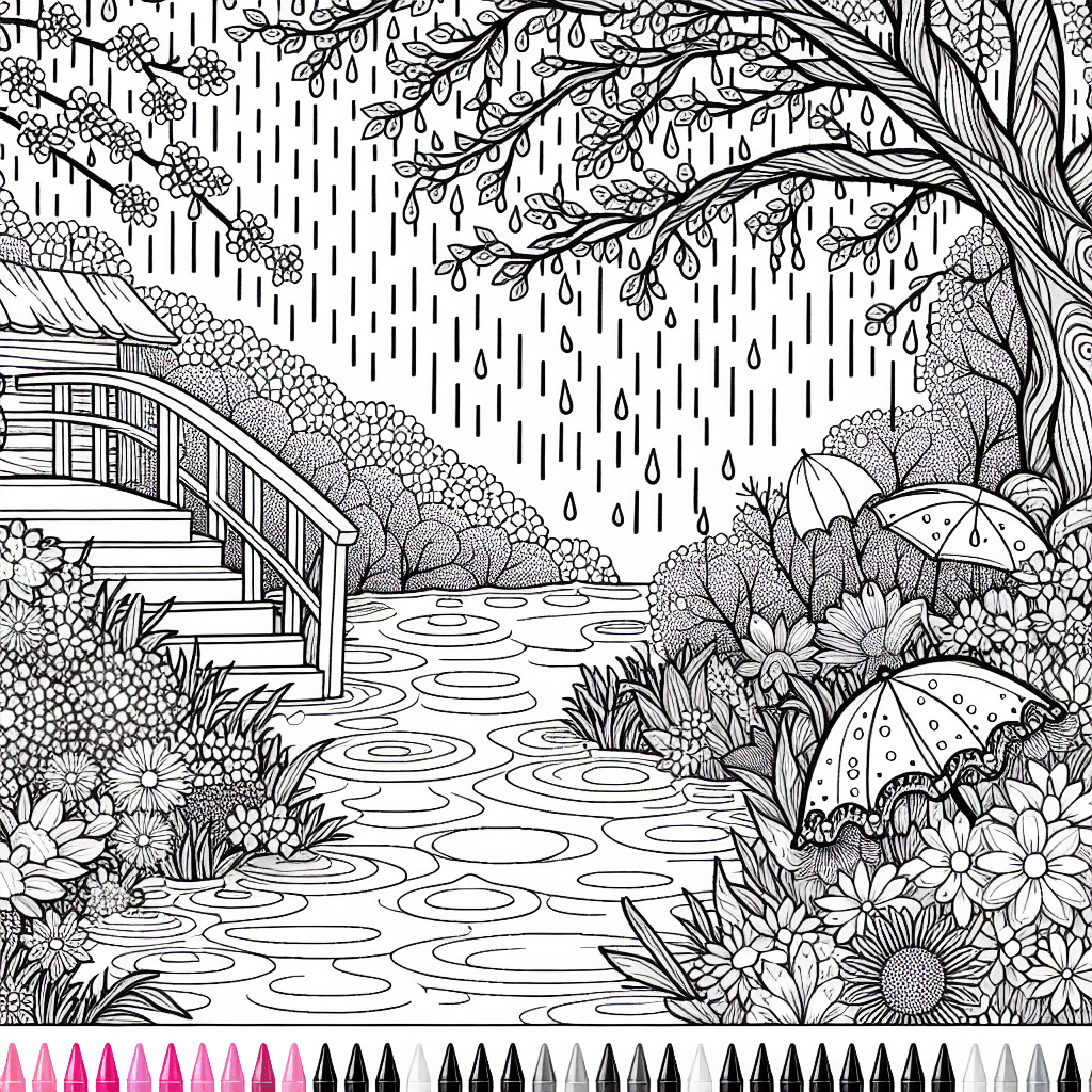 Additional spring rain coloring page 1