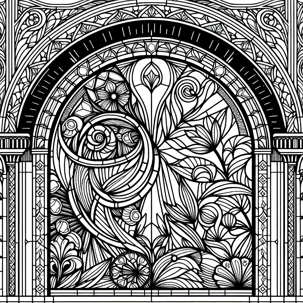 Additional stained glass coloring page 1