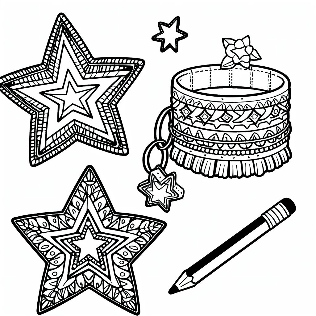 Additional star accessories coloring page 1